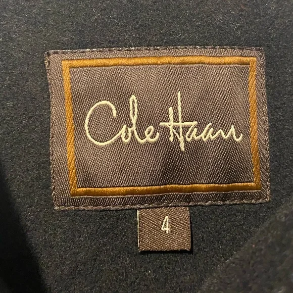 Cole Haan Black Classic Wool Coat - Picture 2 of 7